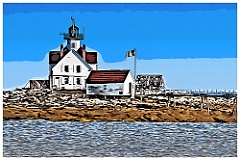 Cuckolds Light in Boothbay Region in Maine - Digital Painting